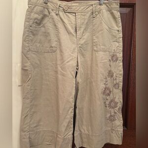 Faded Glory Beige Linen-Blend Cropped Pants